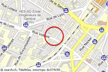 Plan interactif - Rue Voltaire 12 - 1201 Genève